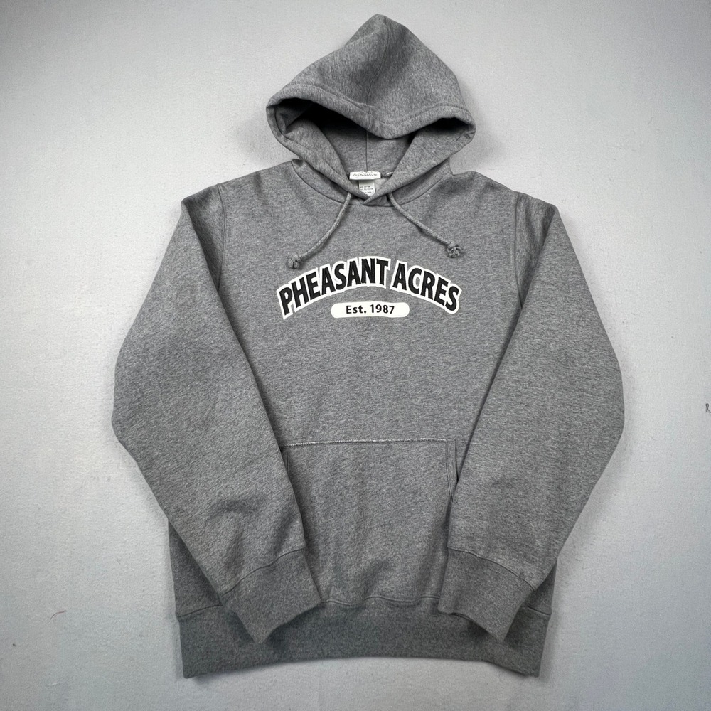 Style Inspiration Pheasant Acres‎ Hoodie Mens Large Gray Graphic Pullover Retro